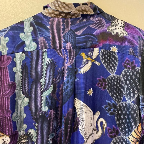 Just Cavalli Satin Print Button-Up Blouse/Top - Picture 11 of 15